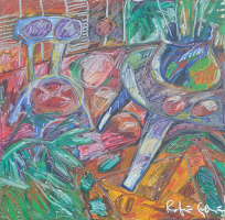 5-Rafiee-Ghani,-Blue-Chair-and-blue-table,-1995,-137-x-130cm,-Oil-on-Canvas