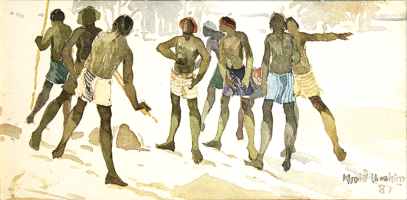 81-Khalil-Ibrahim-'East-Coast-Fishermen-Series'-(1987)-Watercolour-on-paper-14.5cm-x-40cm-RM-3,000---4,500