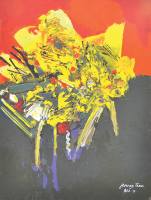 85-Raphael-Scott-Ahbeng,-'Flower-Trees'-(2009),-22.5cm-x-30.5cm,-Oil-on-board