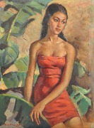 4-Indonesian Women in Red, Undated RM 36,960.00-SOLD | Oil on canvas | 69 x 50 cm