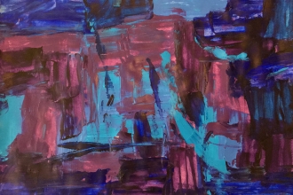 Bhanu Achan, Waterways I, 2016, Mixed media on paper 59 x 42cm