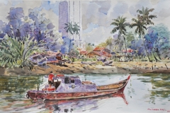 Shafurdin Habib Peasant Landscape Series%22Menyusuri Tebing%22 30.5cm X 45.8cm Watercolour on Paper