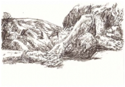 2-Nap on a Wakaf, 2005 RM 3,850.00-SOLD | Pen on paper | 12 x 18 cm
