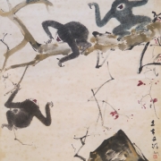 2-Four Gibbons, Undated RM 36,300.00-SOLD | Chinese ink and watercolour on paper | 94 x 60 cm