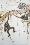 4-Three Gibbons, Undated RM 24,200.00-SOLD | Chinese ink and watercolour on paper | 76 x 49 cm