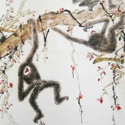 4-Three Gibbons, Undated RM 24,200.00-SOLD | Chinese ink and watercolour on paper | 76 x 49 cm