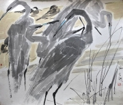 Chen-Wen-Hsi-Singapore-1906-1991-Herons-Ink-on-Paper-64cm-x-75cm