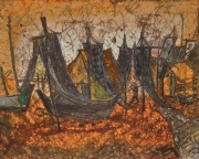 Chuah Siew Teng, Village Boats Batik 45.5 x 57 cm