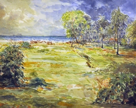 11-Khalil Ibrahim. East Coast Bachok Landscape, (2007) 59cm x 42cm Watercolour On Paper