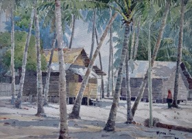 20-Mokhtar Ishak. Chinese Village, Besut (1998) 30 cmx 23cm watercolour on paper