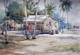 21-Mokhtar Ishak. Coastal Breeze (2011) Watercolour on Paper 55.5cm x 38cm SOLD