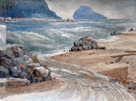 32-Mokhtar Ishak. Imaginary Seascape, (2010) Watercolour on Paper. 17cm x 21cm