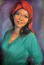 34-Mokhtar Ishak. Kelantanese Girl (1988) 44 cmx 31cm pastel on paper