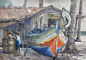 41-Mokhtar Ishak. Pantai Sabak (2002) 16.5 cm x 12cm Watercolour on paper