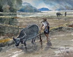 45-Mokhtar Ishak. Sowing (2011) 17.5 cmx 21cm Watercolour on paper