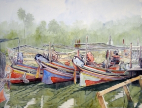 58-Nik Rafin. 3 Beradik (2011) Watercolour on Paper 50cm x 70cm