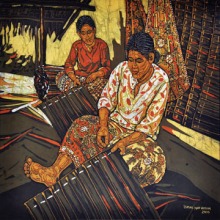 8-Ismail Mat Hussin. Weaving, (2010) Batik. 65cm x 60.5cm