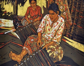 8-Ismail Mat Hussin. Weaving, (2010) Batik. 65cm x 60.5cm