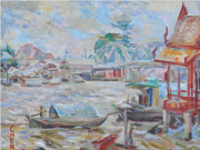 Landscape with River and Railway Bridge, Undated RM 90,200.00-SOLD | Oil on canvas | 45 x 60 cm
