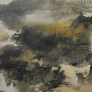 3-Sunrise In Gold Dust, 2011 RM 71,500.00-SOLD | Ink and colour on paper | 68.6 x 152.6 cm