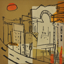 16-Frank Woo "City Life, City Lookout Series - City Lights III" (2004) Mixed Media on Paper 35 x 36.5cm