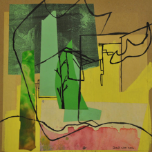 20-Frank Woo "City Life, City Lookout Series - Green City I" (2004) Mixed Media on Paper 35.5 x 36 cm