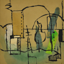 21-Frank Woo "City Life, City Lookout Series - Green City II" (2004) Mixed Media on Paper 35 x 36.5 cm