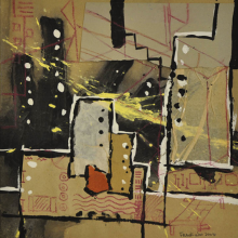 27-Frank Woo "City Life, City Lookout Series - Night Skies I" (2004) Mixed Media on Paper 36.3 x 33 cm