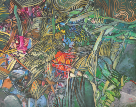 43-Raphael Scott Ahbeng "Forest Clockwork" (2012) Acrylic on canvas, 99 x 138 cm