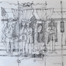 64-Zulkifli Yusoff, Tuan yang Berani 4, 1995, Charcoal on canvas, 90 x 90 cm