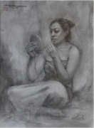Berdandan, 2002 RM 5,000.00 - RM 6,500.00 | Charcoal on paper | 63 x 45 cm