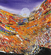 13-RM 1,980.00-SOLD Ismail Latiff, Magic in the sky…The Rainbow Paradise, 2001, 15 x 16 cm, Acrylic on paper