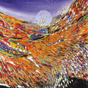 13-RM 1,980.00-SOLD Ismail Latiff, Magic in the sky…The Rainbow Paradise, 2001, 15 x 16 cm, Acrylic on paper