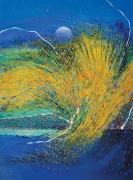 ISMAIL LATIFF TIOMAN TIOMAN...GELOMBANG PAGI. 76.CM.H. X 56.CM.W. ACRYLIC ON PAPER. 1997. ISMAIL LATIFF. MALAYSIA.