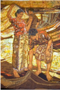 16-Di Tepi Pantai, 2011 RM 27,500.00-SOLD | Batik | 115 x 87cm