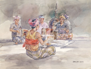 18-Main puteri, 1980 RM 3, 850.00-SOLD | Watercolour on paper | 28 x 37 cm