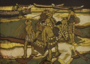 21-Bachok Fishermen, 1979 RM 22,550-SOLD | Batik pen on paper | 50 x 68 cm