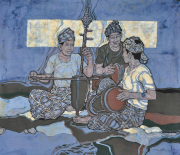 24-Rabat Musicians, 1979 RM 29,120.00-SOLD | Batik | 53 x 62 cm