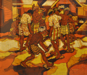 27-RM 42,560.00-SOLD RM 42,560.00-SOLD Ismail Mat Hussin _Playing Gasing_ (1982) Batik 92cm x 105cm