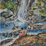 3-Picnic at the Waterfall, 1974 RM 4,400.00-SOLD | Watercolour on paper | 23.5 x 20 cm