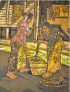 4-Pounding Rice, 2009 RM 11,000.00-SOLD | Batik | 90 x 76 cm