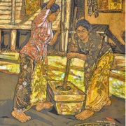 4-Pounding Rice, 2009 RM 11,000.00-SOLD | Batik | 90 x 76 cm