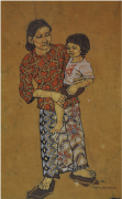 6-Mother and Child, 1985 RM 15,400.00-SOLD | Batik | 61 x 35 cm