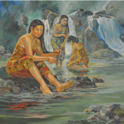 7-Pagi yang Damai, 1995 RM 19,800.00-SOLD | Oil on canvas | 80 x 96.5 cm
