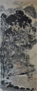 5-Village Landscape, 1961 RM 7,840.00-SOLD | Ink and colour on paper 90.2 x 36.8 cm