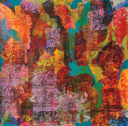 87-Kelvin-Chap,-The-Land-of-the-Headhunters-(Borneo-Series),-2003,-Mixed-media-on-canvas,-131-x-131-cm,-Name,-title-and-dated-on-verso