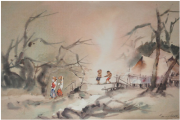 1-Village Life, 1983 RM 3,850.00-SOLD | Watercolour on paper | 55 x 67 cm