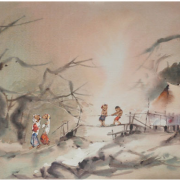 1-Village Life, 1983 RM 3,850.00-SOLD | Watercolour on paper | 55 x 67 cm
