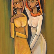 14-Two Sisters, 2012 RM 5,600.00-SOLD |Oil on canvas | 80 x 45 cm
