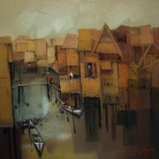 3-Fishing Village, 2009 RM 6,050.00-SOLD | Oil on canvas | 81 x 76 cm